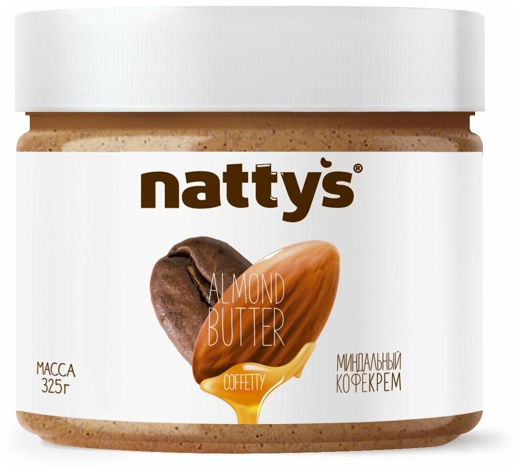 Паста миндальная Nattys® Coffetty с кофе и мёдом 325 гр
