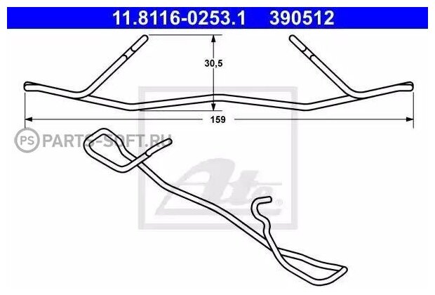 Комплект монтажный тормозных колодок MERCEDES-BENZ - C-CLASS (W202) - C 280 (202.028), 11811602531 ATE 11.8116-0253.1