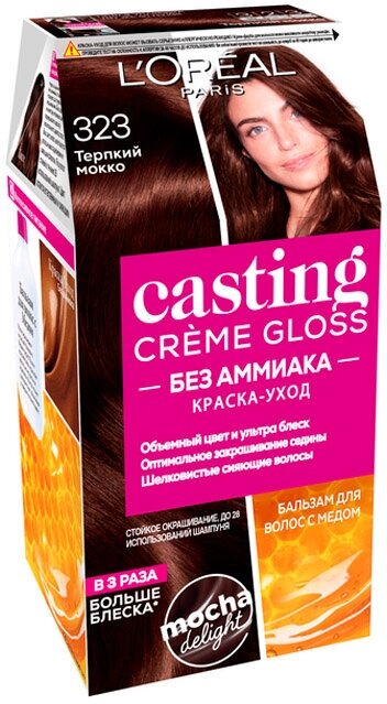 Стойкая краска-уход для волос L'Oreal Paris Casting Creme Gloss т.323 Терпкий мокко 180 мл