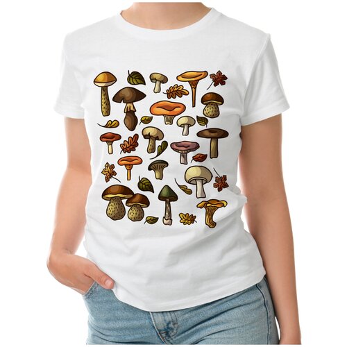 Женская футболка «Осенние лесные грибы» (L, темно-синий)