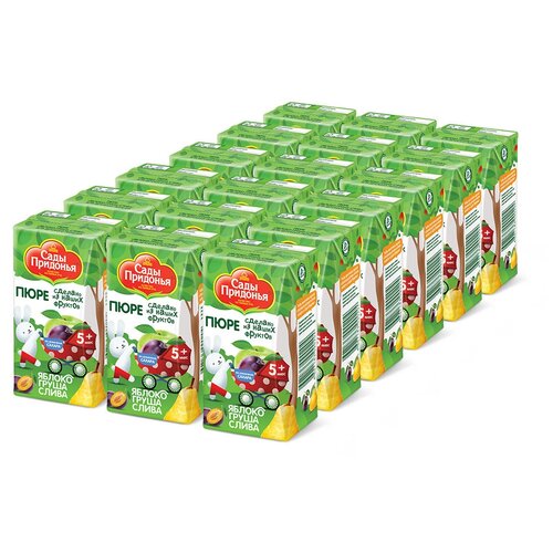 Пюре Сады Придонья яблоко, груша, слива, c 5 месяцев, Tetra Pak, 125 г, 18 шт. пюре сады придонья тыква с 5 месяцев tetra pak 125 г 18 шт