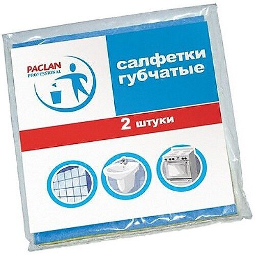 Салфетки для уборки PACLAN губчатые, 18*18 см, 2 штуки (410164/135470/513400/163283)