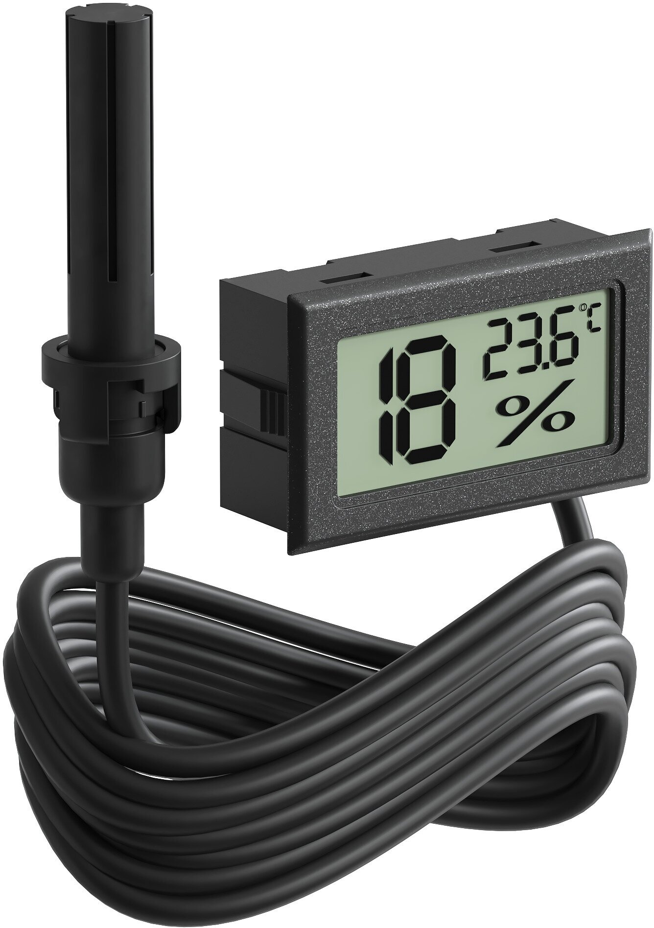 Цифровой измеритель температуры и влажности с выносным датчиком техметр TH-2, 2шт (Черный) - фотография № 6