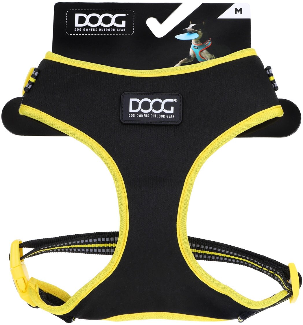 Шлейка для собак DOOG "NEOFLEX BOLT", чёрный с жёлтым кантом, L (Австралия) - фотография № 2