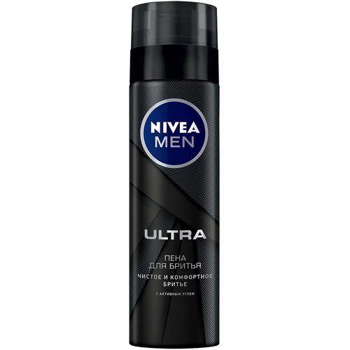 Пена для бритья NIVEA MEN ULTRA с активным углем, 200 мл. пена для бритья nivea ultra с активным углем 200мл