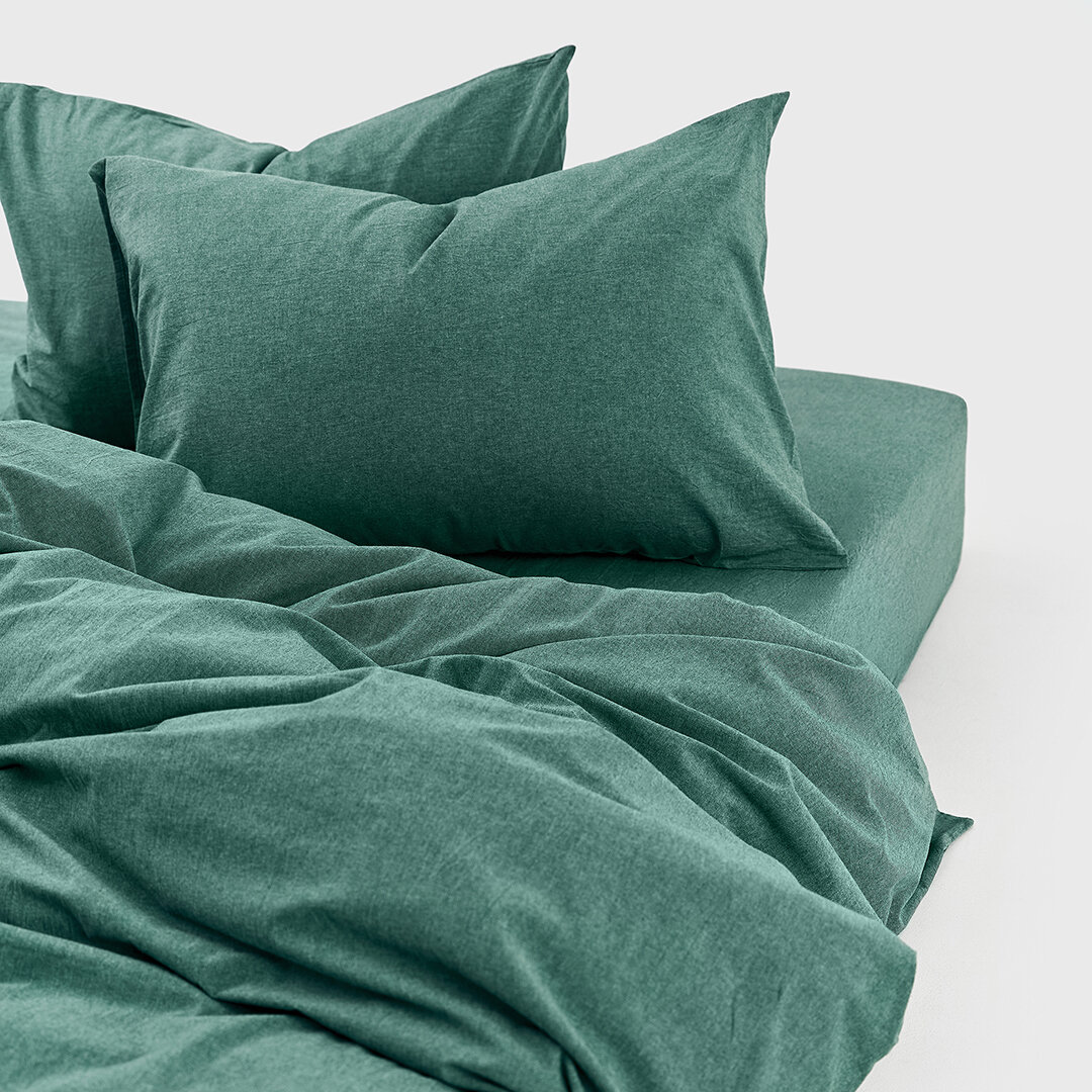 Комплект постельного белья MORФEUS (морфеус) - Melange Grass, 1.5-спальный, вареный хлопок - фотография № 8