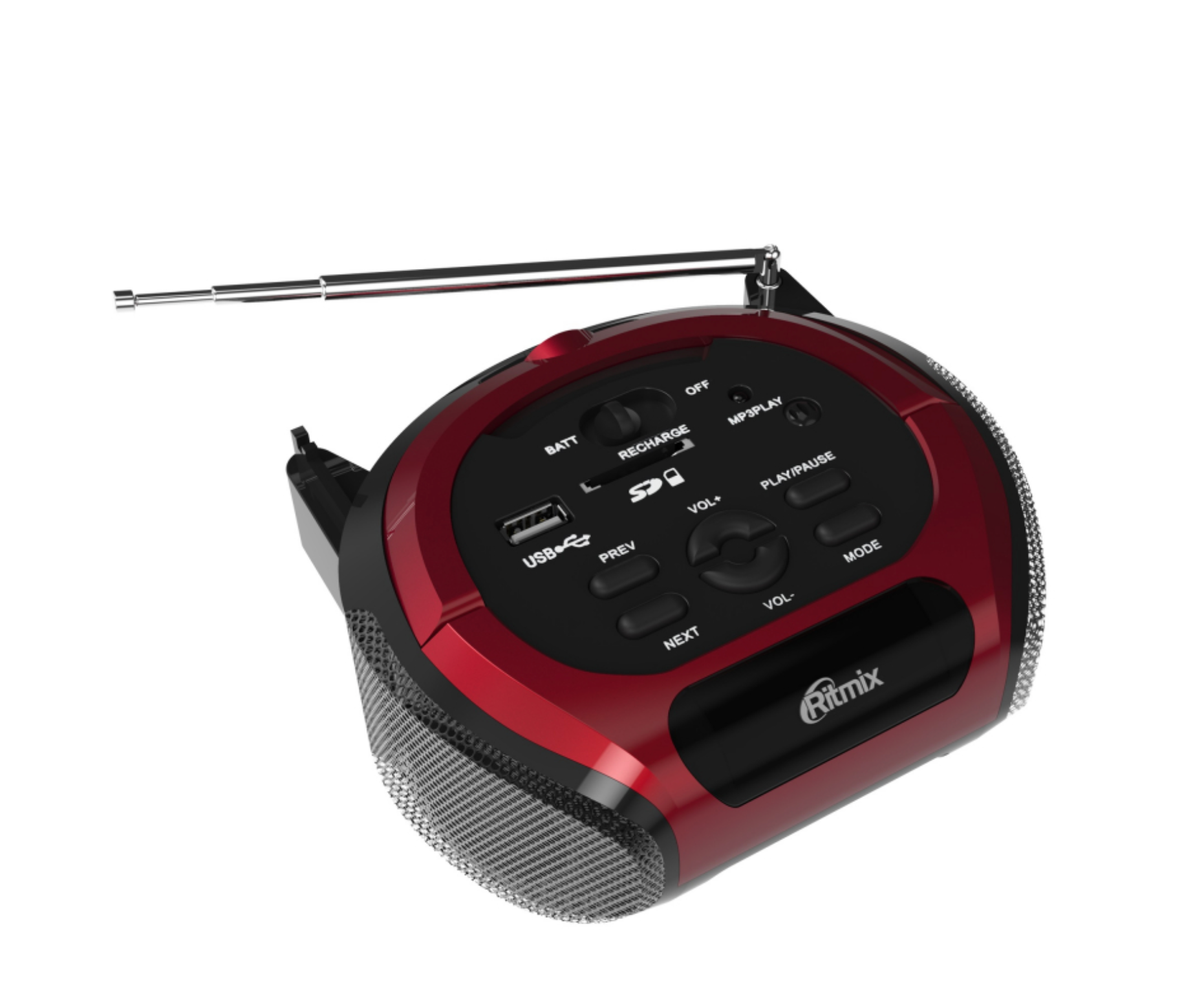 Магнитола Ritmix MP3-магнитола поддержка Bluetooth красный