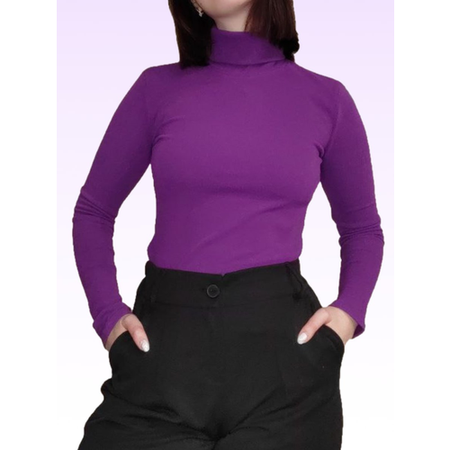 фото Лонгслив водолазка кашемир, тонкая и теплая, размер s, фиолетовый astoriadi