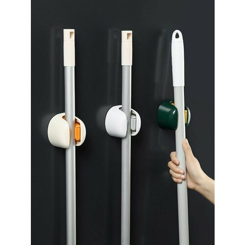 Держатель настенный / Good Ideas / кухонный для душа и швабры на стену / белый с оранжевой вставкой, 1 шт.