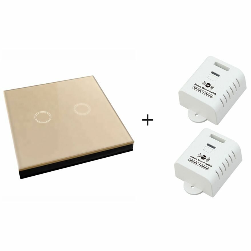 Сенсорный беспроводной выключатель с контроллером eMylo 10A-02SG-RF Gold KIT