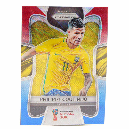 Коллекционная карточка Panini Prizm FIFA World Cup Russia 2018 #28 Philippe Coutinho - Red Blue Wave S0309