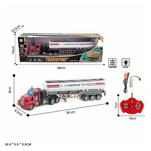 Спецтехника радиоуправляемая Shantou Автоцистерна 1:48 аккумулятор, USB, 27MHZ, пульт, свет (161-5) трансформер shantou спецтехника