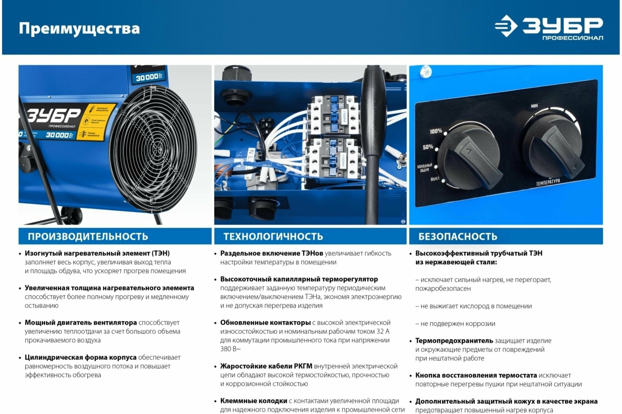 Пушка тепловая электрическая 30 кВт, ЗУБР - фотография № 16