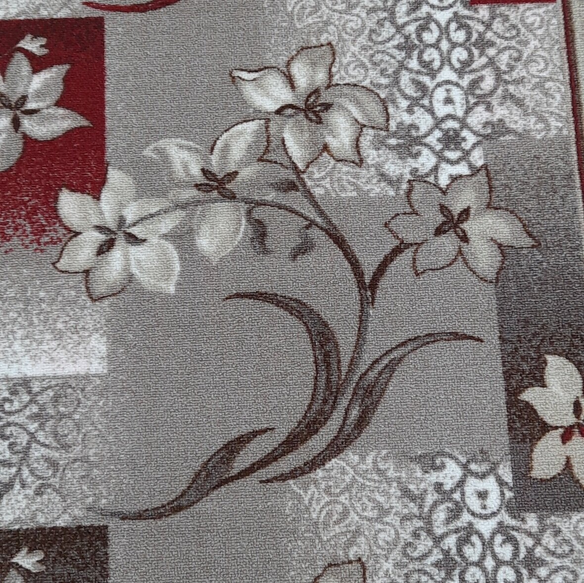 Ковровая дорожка на войлоке, Витебские ковры, с печатным рисунком, 1236_85, серая, 1.1*1.1 м - фотография № 8