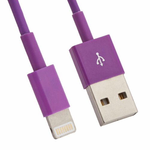 USB кабель для Apple iPhone, iPad, iPod 8 pin сиреневый, европакет LP