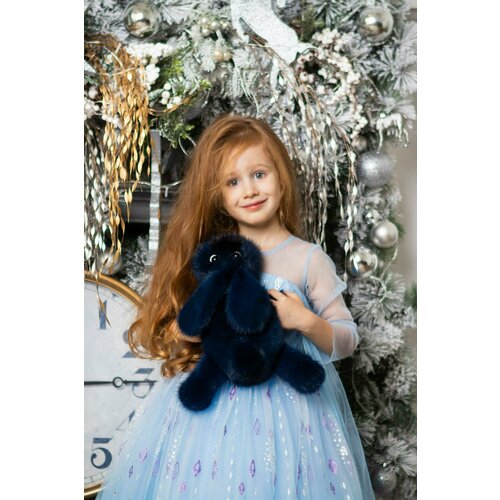 Мягкая игрушка Cобака из меха норки Вилли синий