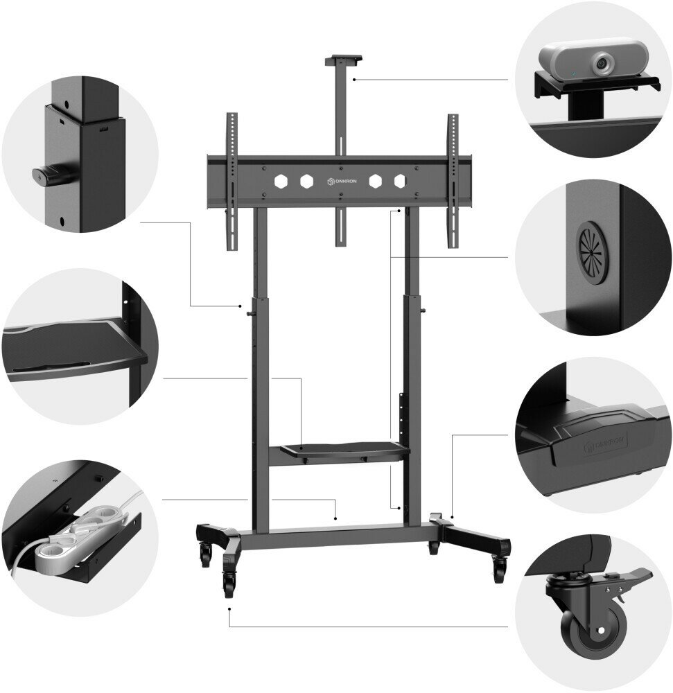 Стойка для телевизора Onkron TS1991, 50-100", напольный, наклон, черный (ts1991-b) - фото №3