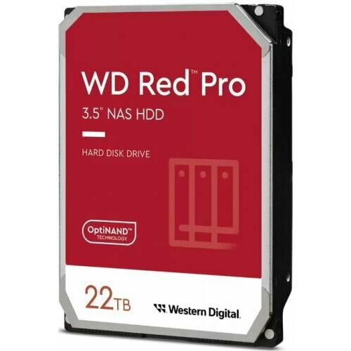 Жесткий диск 22TB SATA 6Gb/s Western Digital WD221KFGX Red Pro NAS 3.5 7200rpm 512MB western digital ultrastar dc hс570 hdd 3 5 sata 22tb 7200rpm 512mb buffer 512e 0f48155 1 year