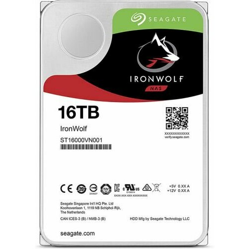 Жесткий диск 16TB SATA 6Gb/s Seagate ST16000VN001 3.5 IronWolf NAS 7200rpm 256MB жесткий диск seagate original sata iii 6tb st6000ne000 nas ironwolf pro st6000ne000