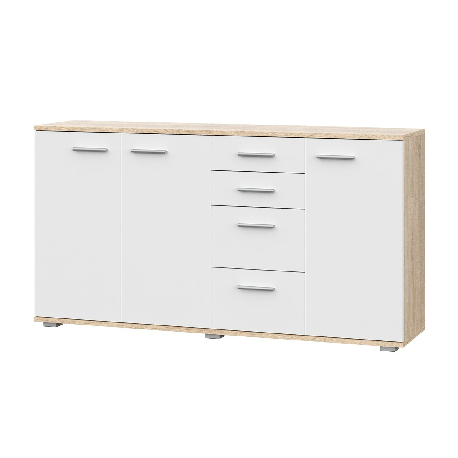 фото Комод НК-мебель FUN Д-4 Дуб сонома/Белый 71336958