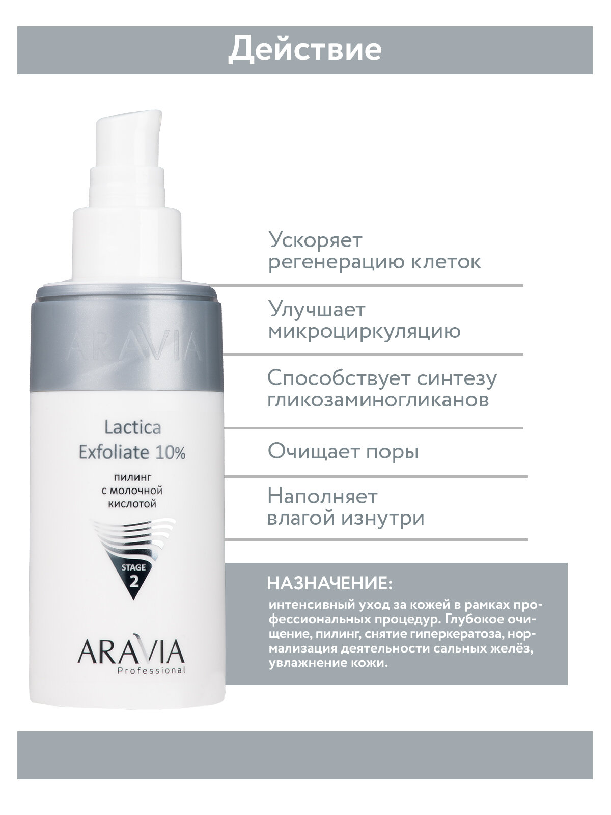 ARAVIA Пилинг для лица с молочной кислотой Lactica Exfoliate 10%, 150 мл.