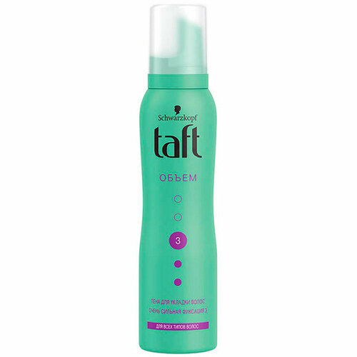 Мусс/пена для волос TAFT 150мл Сила Объема сверхсильной фиксации, зелёный укладка и стайлинг taft жидкость для укладки волос сила объема сверхсильной фиксации