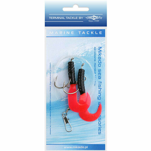 морская оснастка mikado pilk d twist rig 14см крючок 8 0 2шт black red Морская оснастка Mikado PILK D-TWIST RIG 5.5см, крючок № 4/0 (2шт.) BLACK/RED