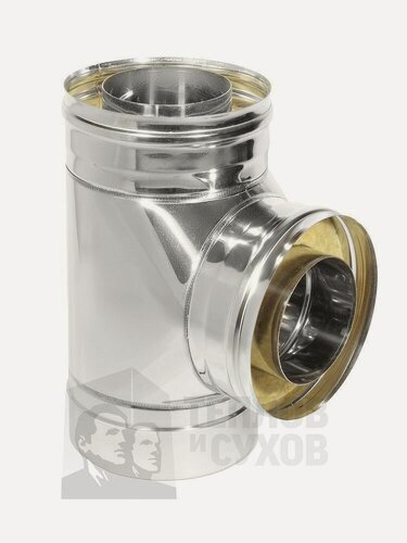 Изображение товара Тройник сэндвич для дымохода D115х200 утепленный 90 градусов нержавейка 0.8 0.5мм Теплов и Сухов