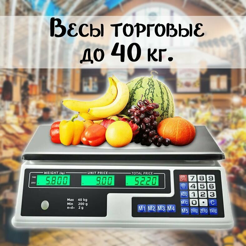 Весы торговые настольные до 40 кг. / Весы электронные для кассы ТН86-25