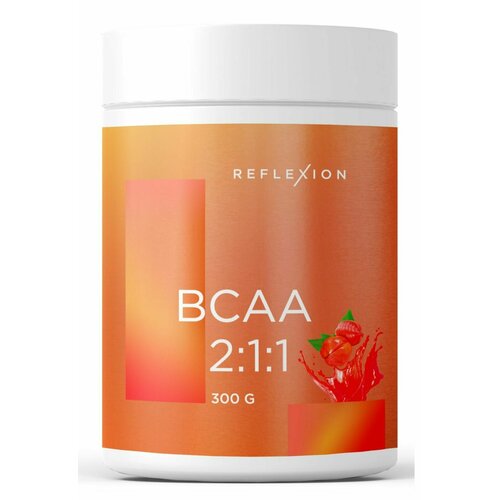 BCAA спорт питание, порошок 300 гр, аминокислоты bcaa 2:1:1 Reflexion, вкус гуарана комплекс аминокислот bcaa 2 1 1 для набора мышечной массы