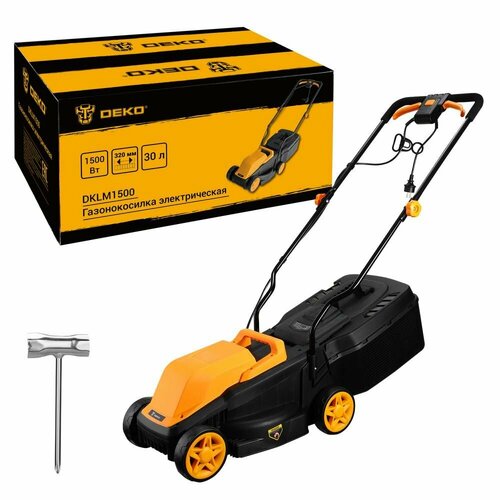 Газонокосилка электрическая DEKO DKLM1500, 1500Вт, 320мм желтый