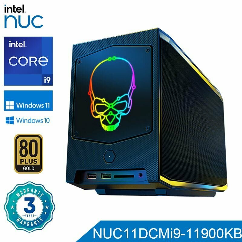 Мини-ПК Intel NUC NUC11BTMi9(Core i9-11900KB(3.3GHz)16GB RAM,512GB SSD, Intel UHD Graphics) Windows11, черный