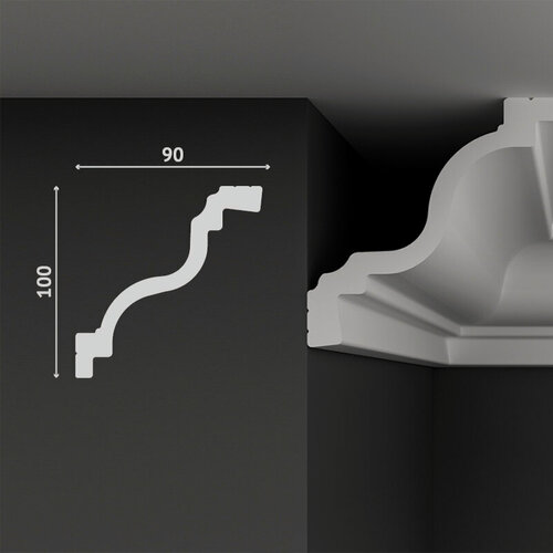Изображение товара Плинтус потолочный дюрополимер Decostar (Декостар), 100х90х2000 мм, SK56 белый