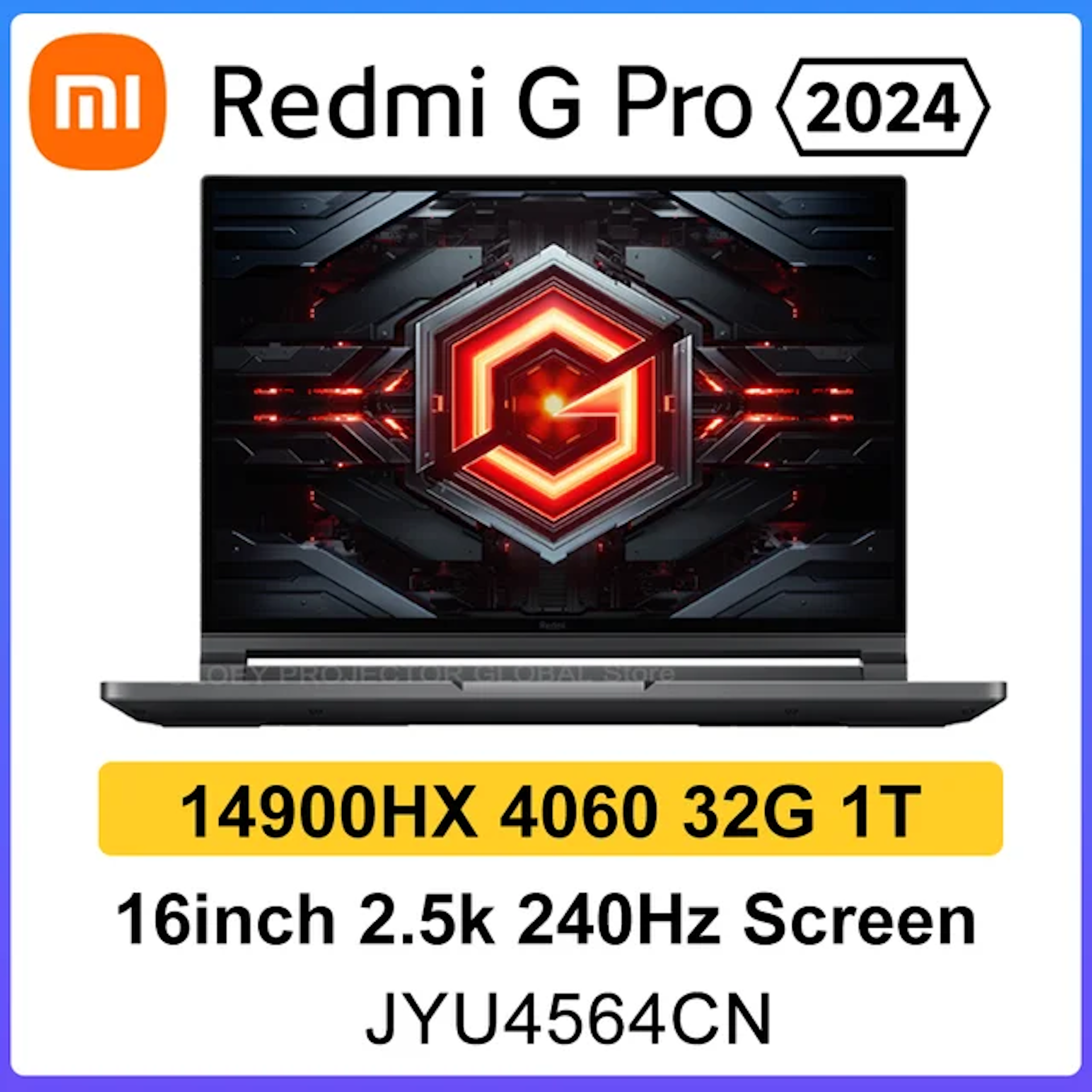 16" Ноутбук Redmi G PRO 2024 (i9-14900HX, 16Gb, 1Tb SSD, NVIDIA GeForce RTX 4060, Windows 11 Home RUS), русская клавиатура , Black (JYU4564CN)