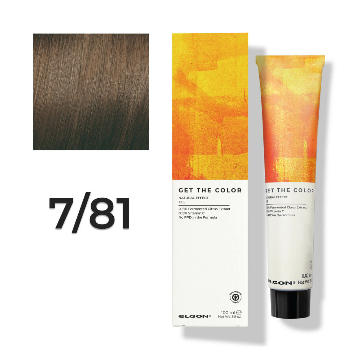 Стойкая краска для волос профессиональная Elgon Get the Color New 7/81 Русый Коричнево-пепельный 100 мл