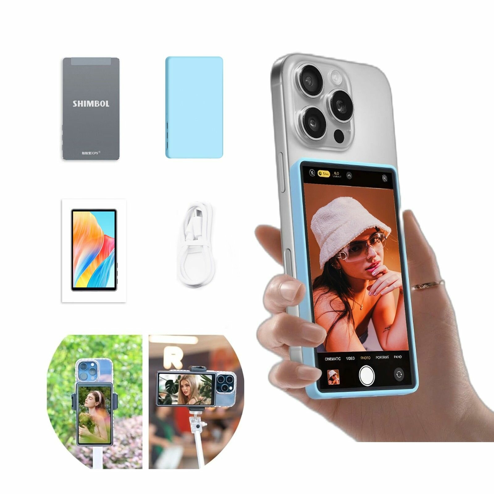 Shimbol CP5 Lite 5-дюймовый селфи-монитор с задней камерой, 1080P Alloy Selfie-монитор, без сенсорного экрана