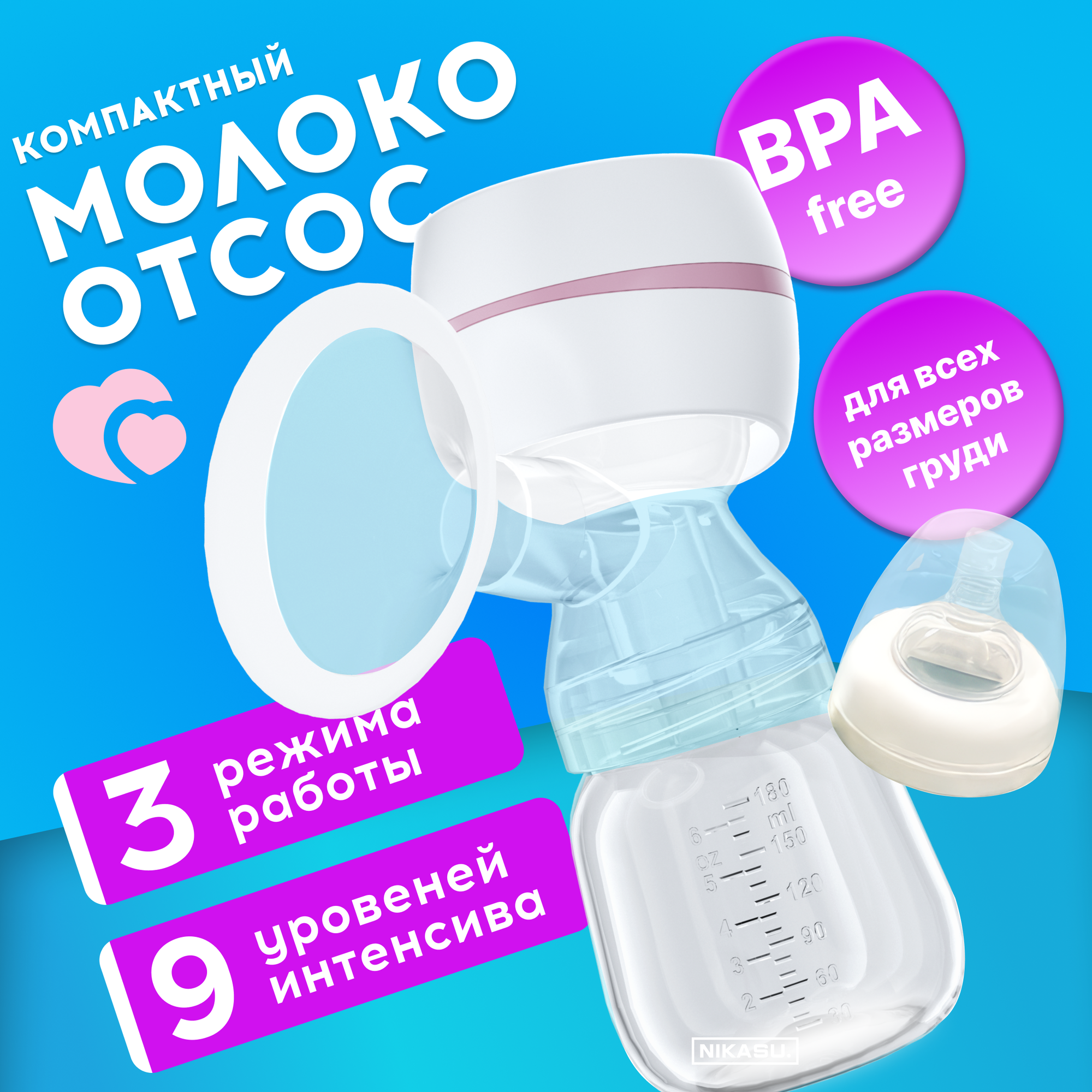 Молокоотсос электрический беспроводной, с дисплеем