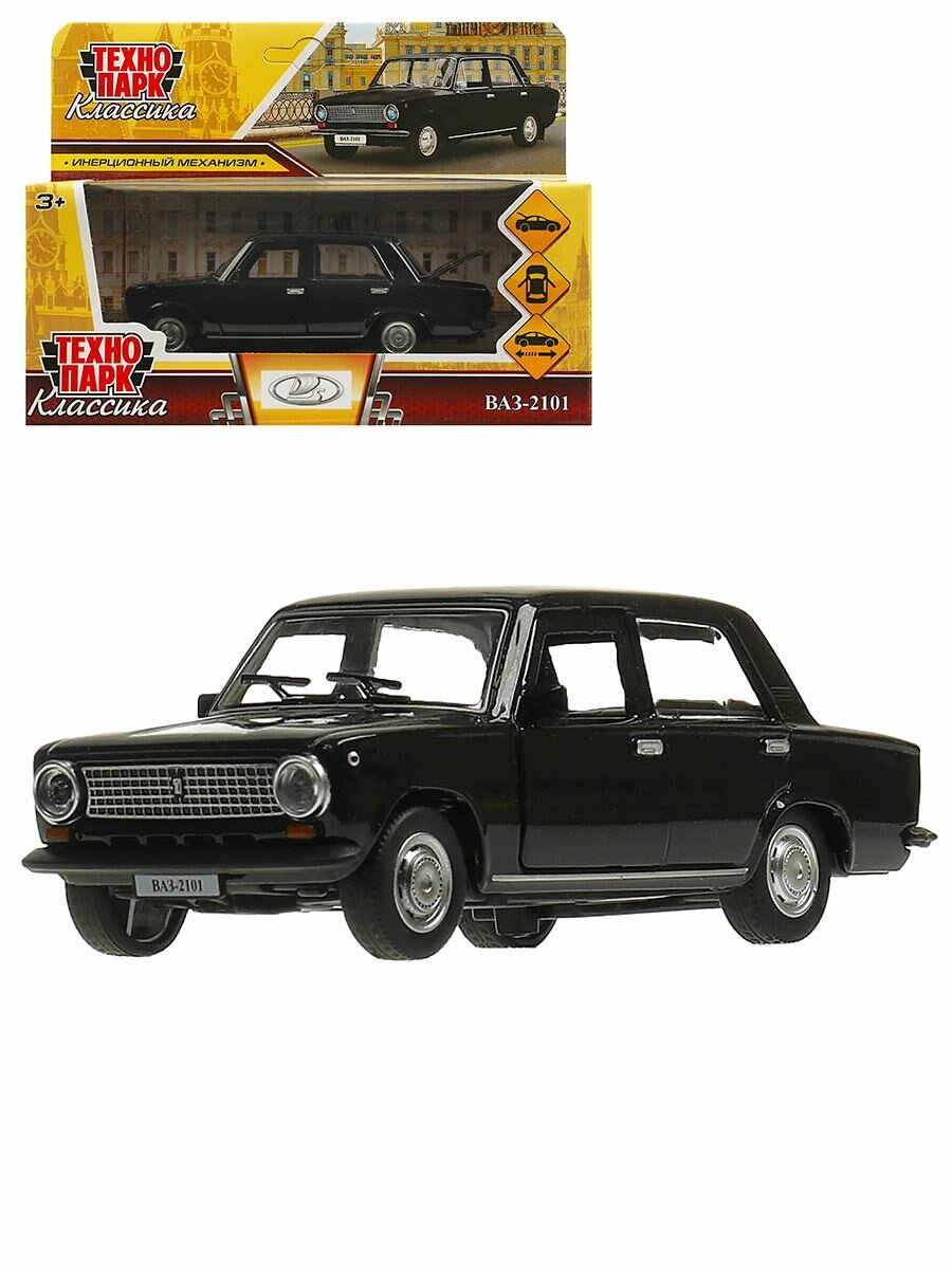 Машина ВАЗ-2106 Жигули 12 см черная металл инерция Технопарк 2101-12-BK