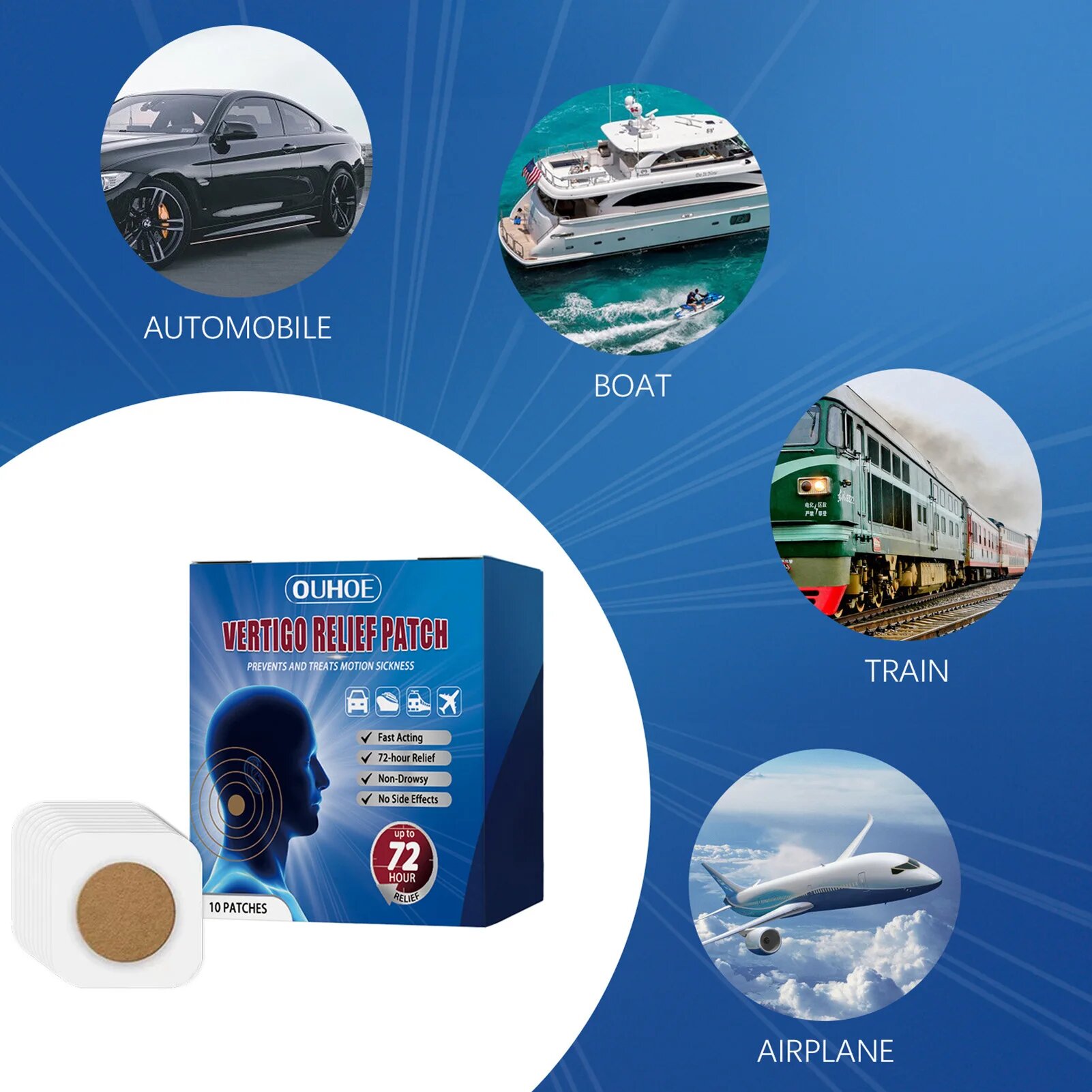 Препараты От Укачивания Пластырь от укачивания DKSHETOY Motion Seasickness Patch 10 шт, 10pcs