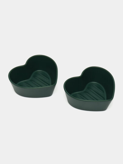 Форма для десертов GOLD "HAPPY KITCHEN", керамика, сердечки, 2 шт — фото 1