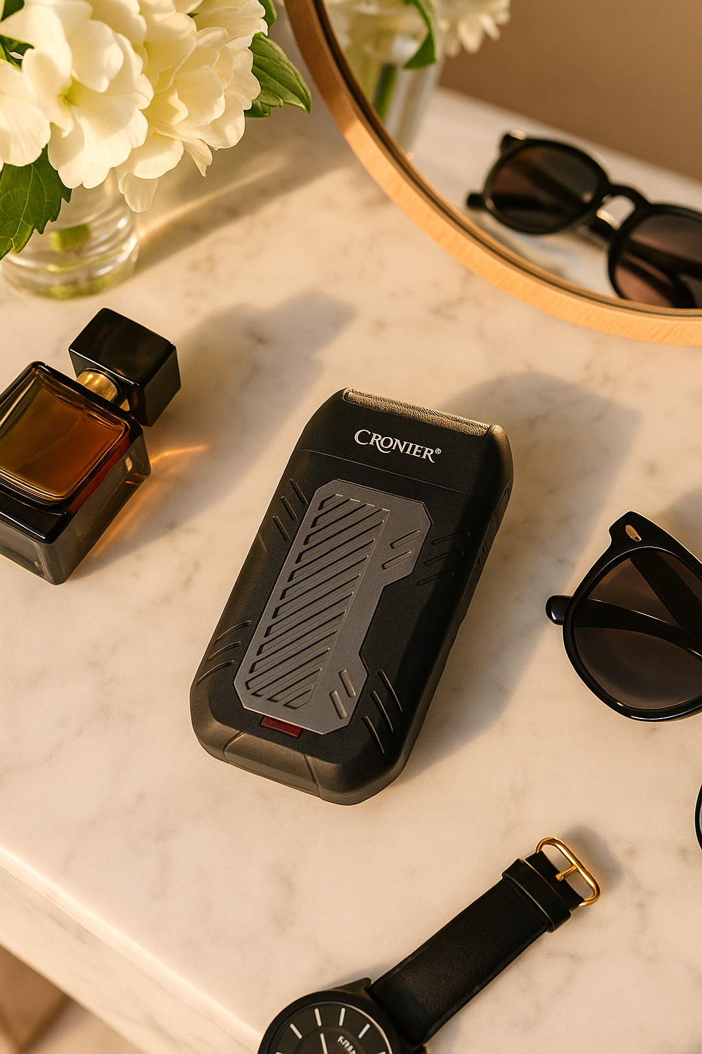 Электробритва Cronier Professional CR-9660 роторная, для сухого и влажного бритья, с быстрой зарядкой, черная