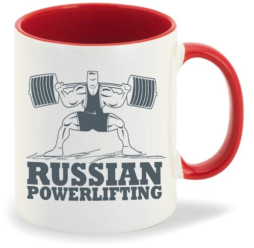 Кружка розовая CoolPodarok Russian powerlifting (Русский пауэрлифтинг)