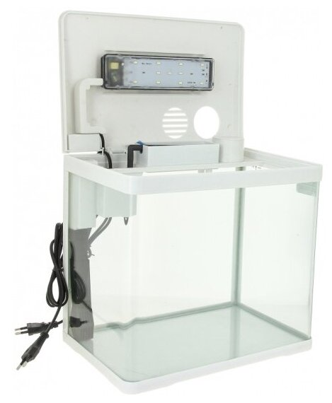 Аквариум PRIME , 15л, белый, с LED светильником, фильтром и кормушкой - фотография № 2