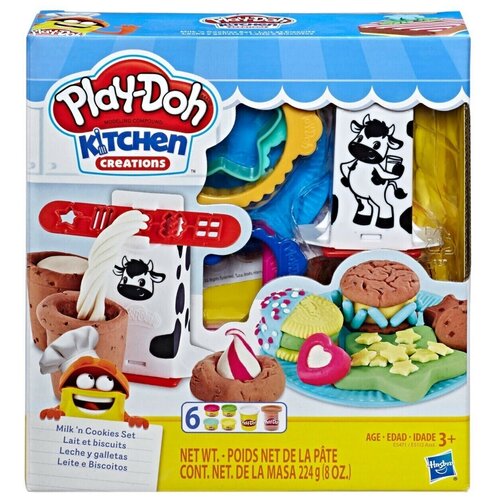 Набор для лепки Плей-До Забавные закуски - Молоко и печенье PLAY-DOH E5471, пластилин.