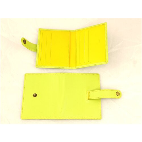 фото Экранированный чехол-картхолдер. rfid-защита. кредитница. футляр для кредитных карт. визитница кожа - желтый цвет деком