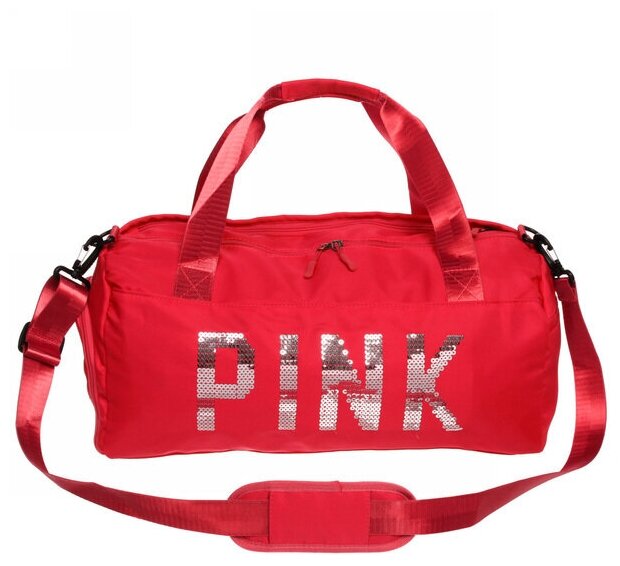 Сумка спортивная «Sport Pink»,водонепроницаемый отдел + 2 кармана+отдел под обувь, цвет красный, 42*24*18 см - фотография № 1