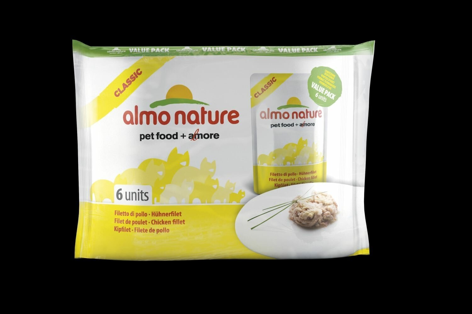 Almo Nature (Алмо Натур) набор 6 шт. по 55г паучи для кошек (classic adult cat ) Куриное филе