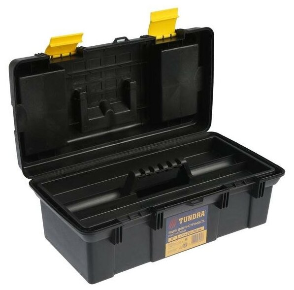 Ящик для инструмента тундра, 16", 410 х 210 х 185 мм, пластиковый, лоток, два органайзера - фотография № 2