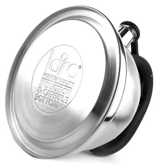LARA Чайник со свистком LR00-55 2.7 л, серебристый/черный - фотография № 2