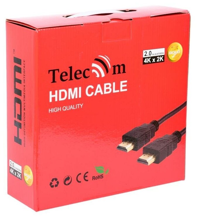 Кабель HDMI 15м TELECOM TCG200F-15M круглый черный - фото №6